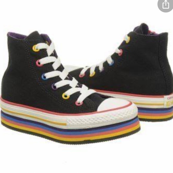 converse rainbow platform sneakers
